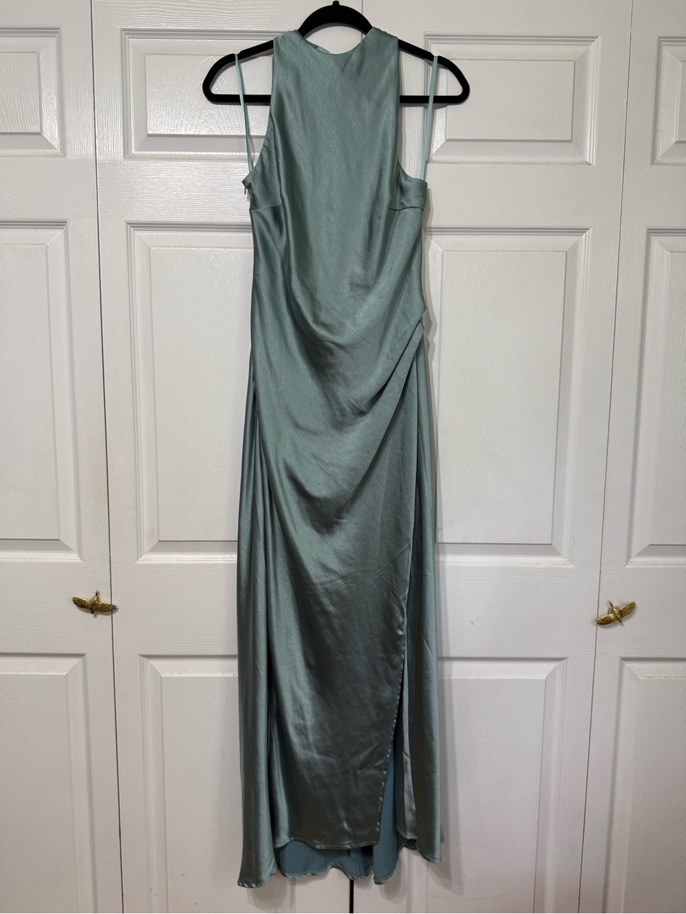 Sage Backless halter Slip Dress in Sage Green - formal black tie dress plus